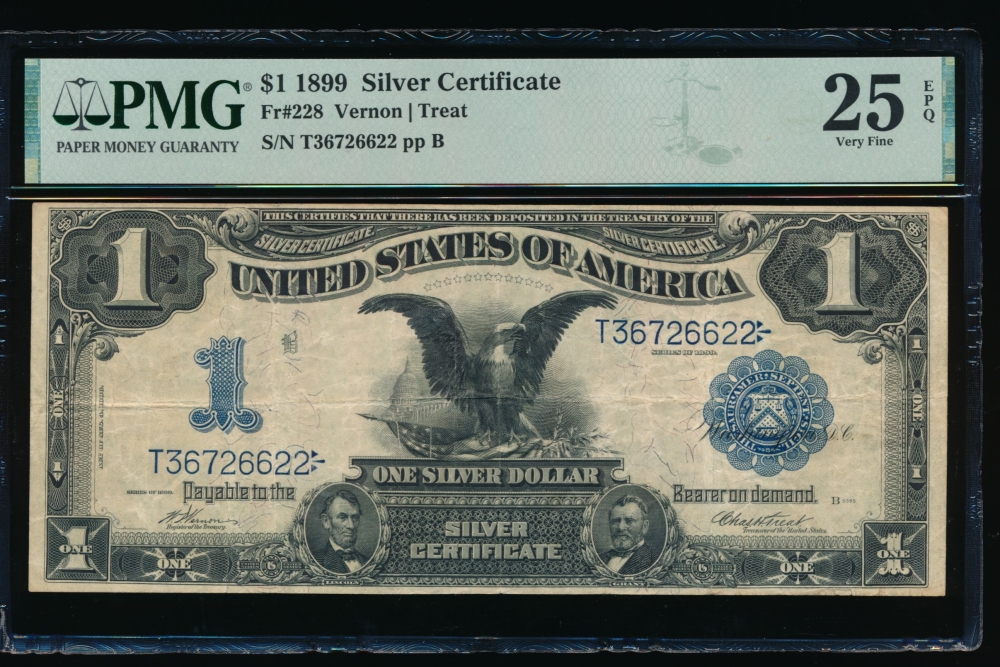 Fr. 228 1899 $1  Silver Certificate  PMG 25EPQ T36726622