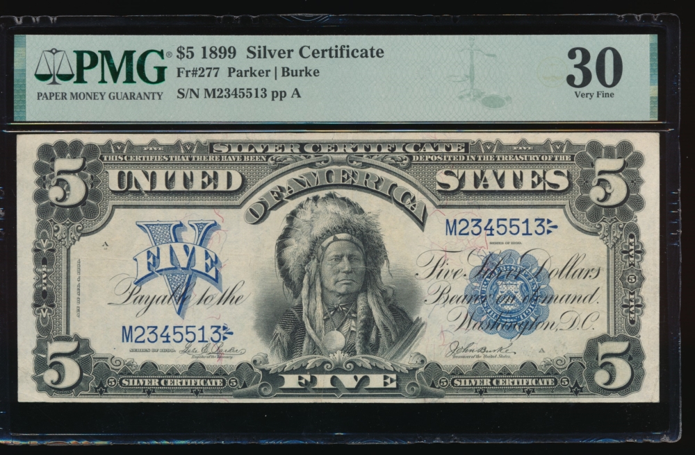 Fr. 277 1899 $5  Silver Certificate  PMG 30 M2345513