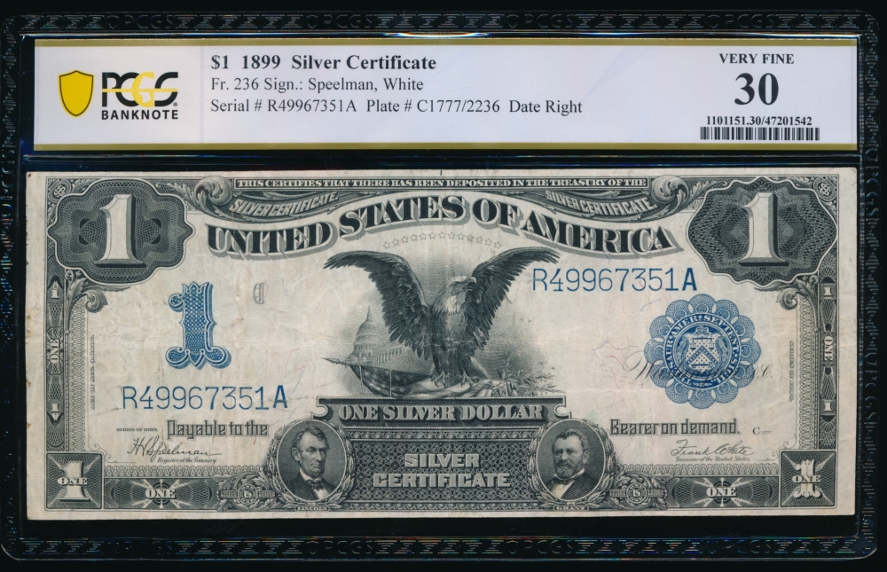 Fr. 236 1899 $1  Silver Certificate  PCGS 30 R49967351A