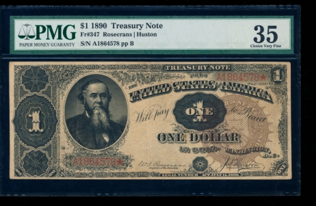 Fr. 347 1890 $1  Treasury Note  PMG 35 A1864578*