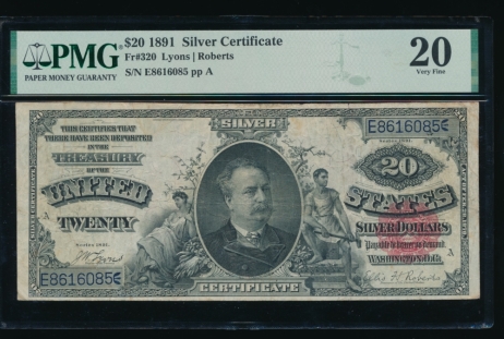 Fr. 320 1891 $20  Silver Certificate  PMG 20 E8616085