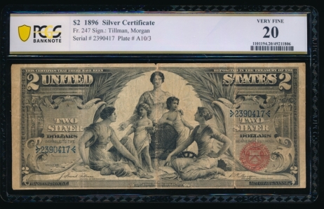 Fr. 247 1896 $2  Silver Certificate  PCGS 20 2390417