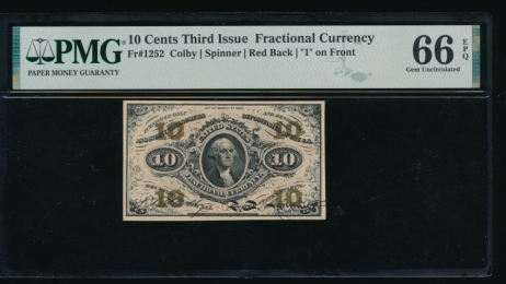 Fr. 1252  $0.10  Fractional Third Issue: Number 