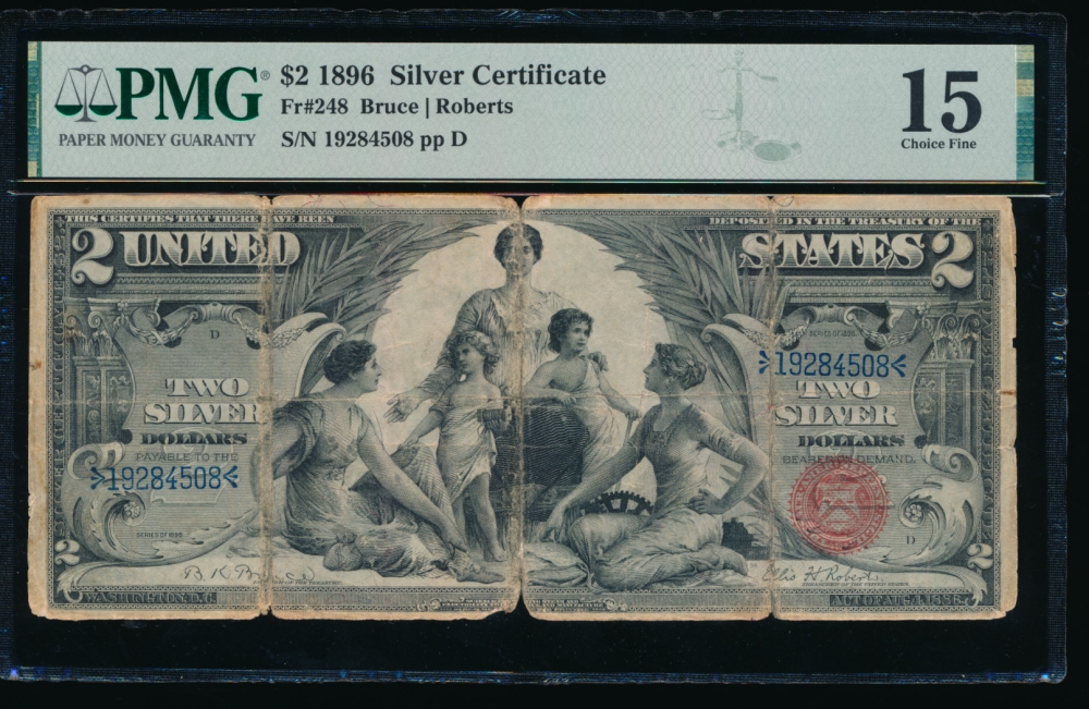 Fr. 248 1896 $2  Silver Certificate  PMG 15 comment 19284508