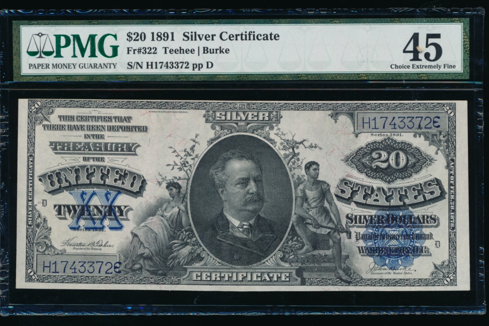 Fr. 322 1891 $20  Silver Certificate  PMG 45 H1743372