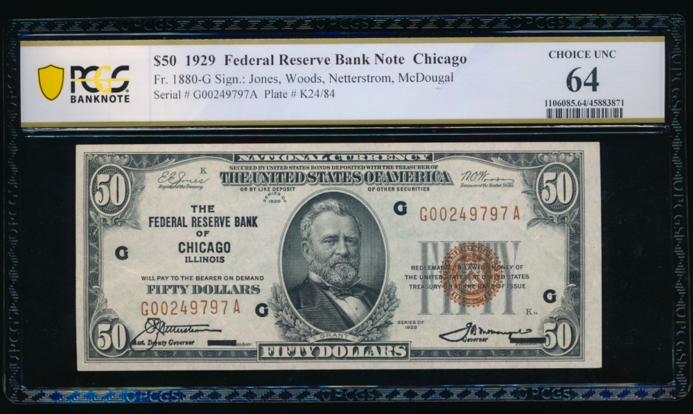 Fr. 1880-G 1929 $50  FRBN Chicago PCGS 64 G00249797A