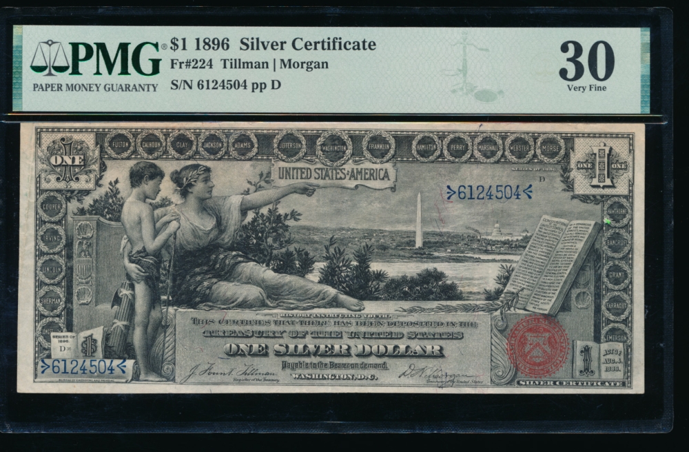 Fr. 224 1896 $1  Silver Certificate  PMG 30 6124504