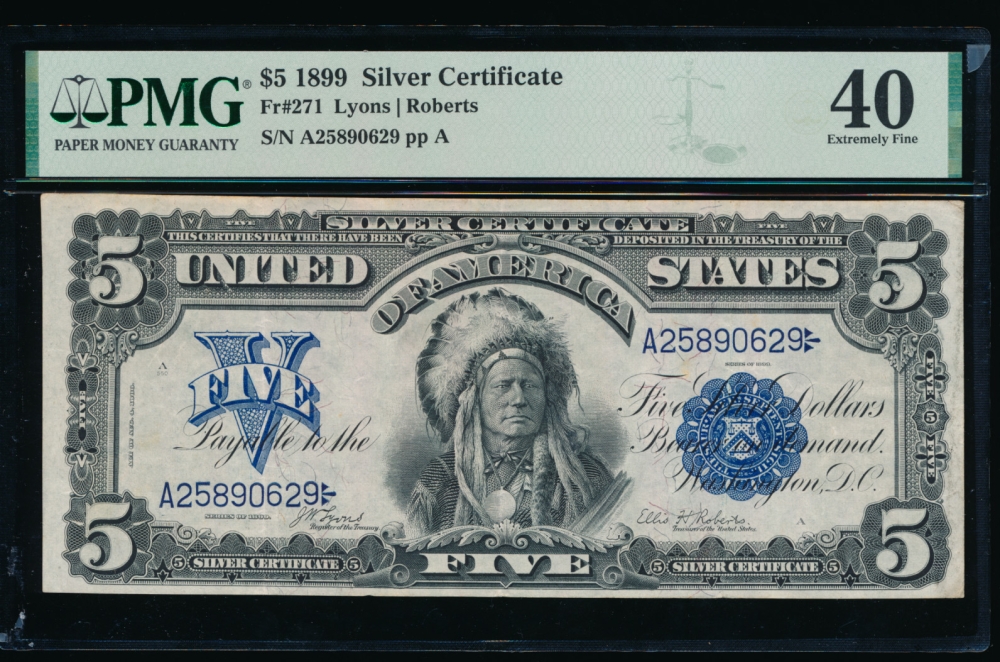 Fr. 271 1899 $5  Silver Certificate  PMG 40 A25890629
