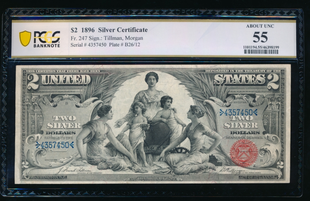 Fr. 247 1896 $2  Silver Certificate  PCGS 55 4357450