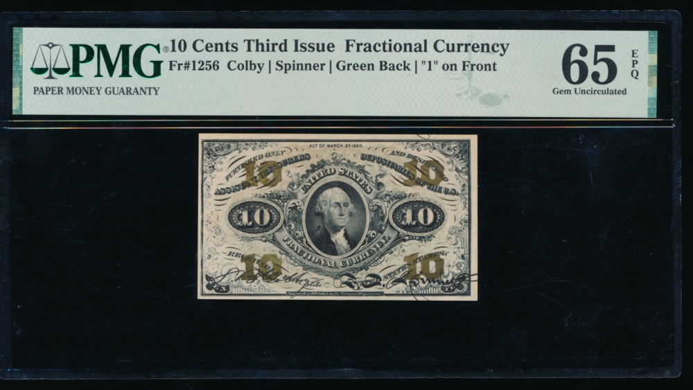 Fr. 1256  $0.10  Fractional Third Issue; Green Back, 