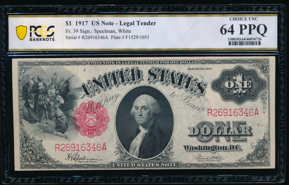 Fr. 39 1917 $1  Legal Tender  PCGS 64PPQ R26916346A