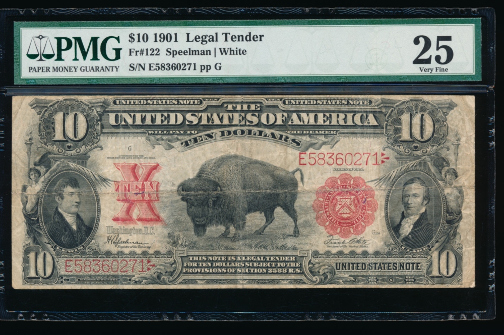 Fr. 122 1901 $10  Legal Tender  PMG 25 E58360271