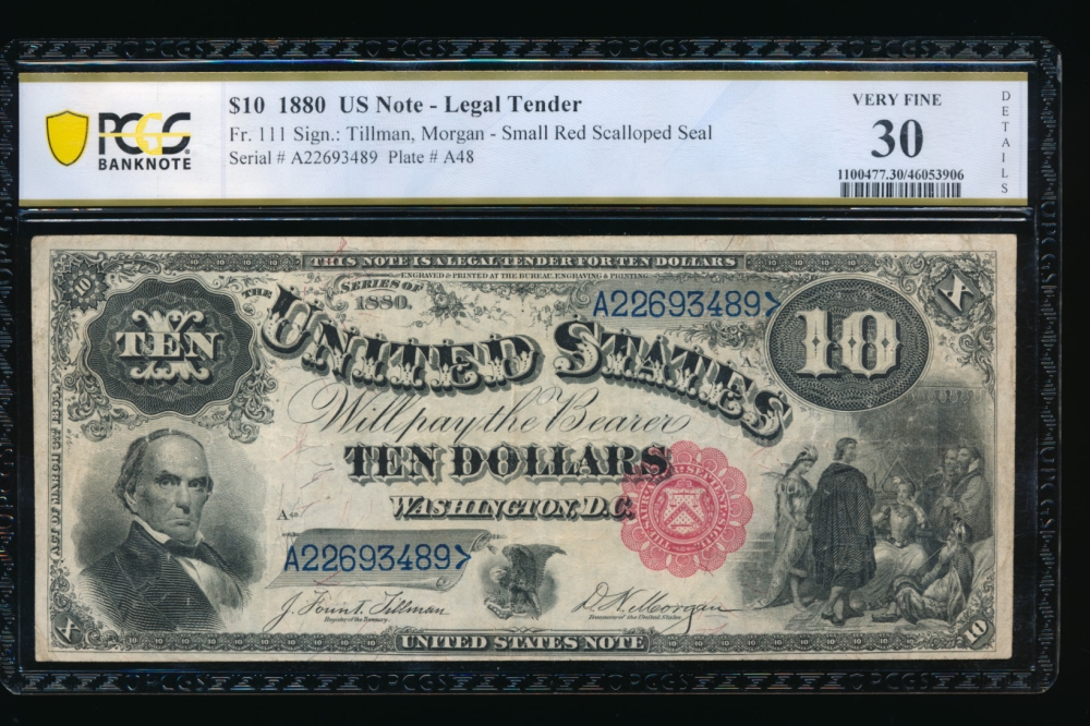 Fr. 111 1880 $10  Legal Tender  PCGS 30 details A22693489