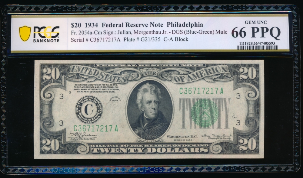 $20 Dollar Bill Federal Reserve Note Perfect Date 04161946 - April 16, 1946