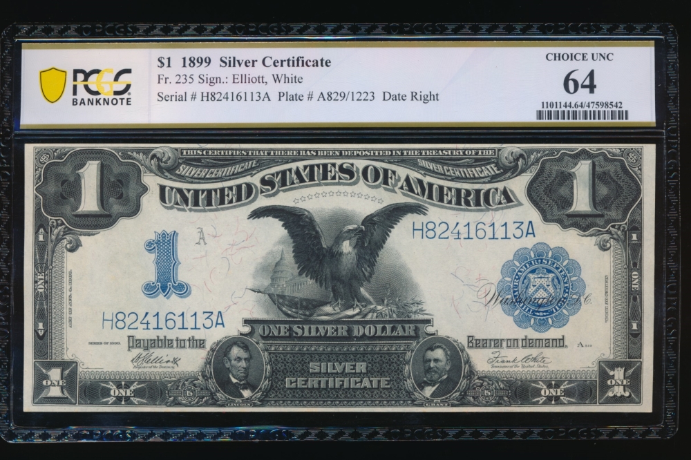 Fr. 235 1899 $1  Silver Certificate  PCGS 64 H82416113A