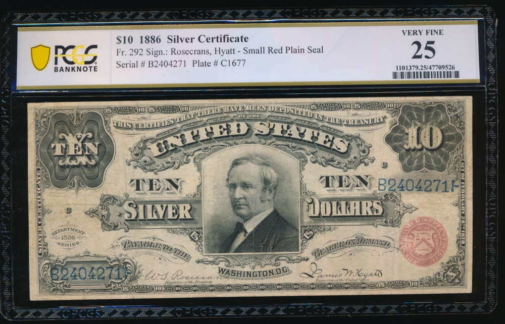 Fr. 292 1886 $10  Silver Certificate  PCGS 25 B2404271