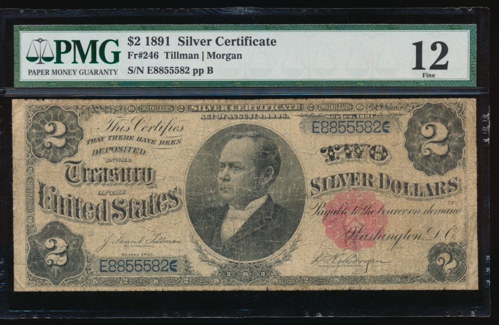 Fr. 246 1891 $2  Silver Certificate  PMG 12 E8855582