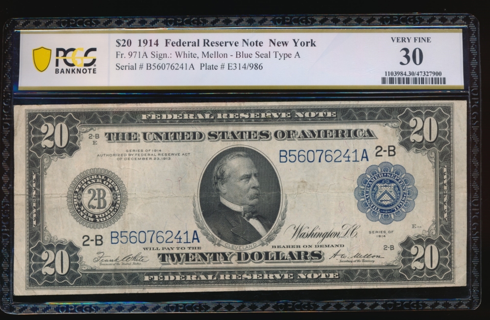 Fr. 971a 1914 $20  Federal Reserve Note New York PCGS 30 B56076241A
