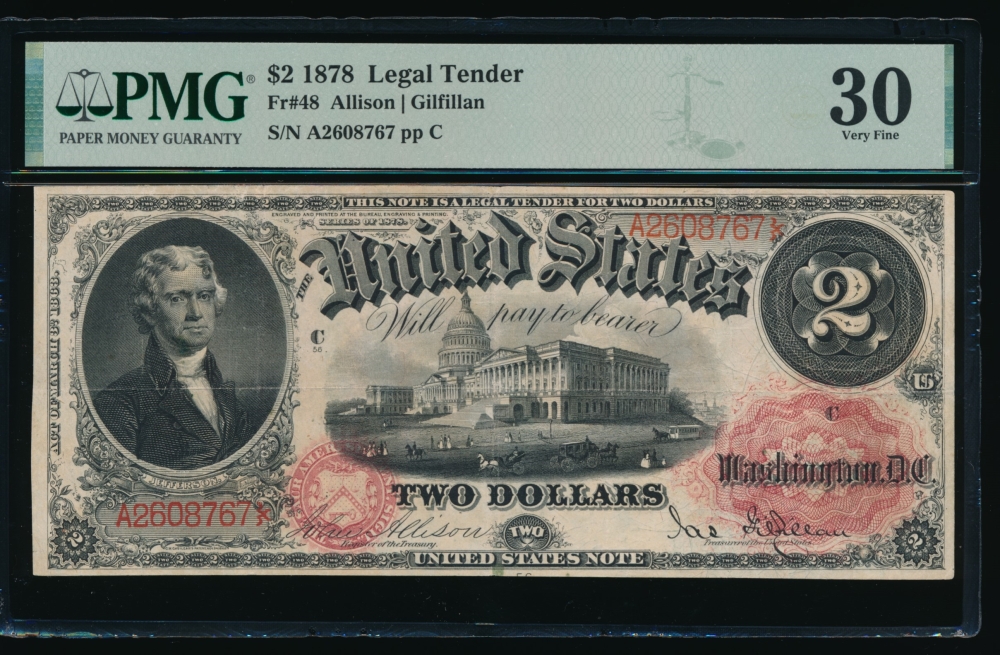 Fr. 48 1878 $2  Legal Tender  PMG 30 comment A2608767