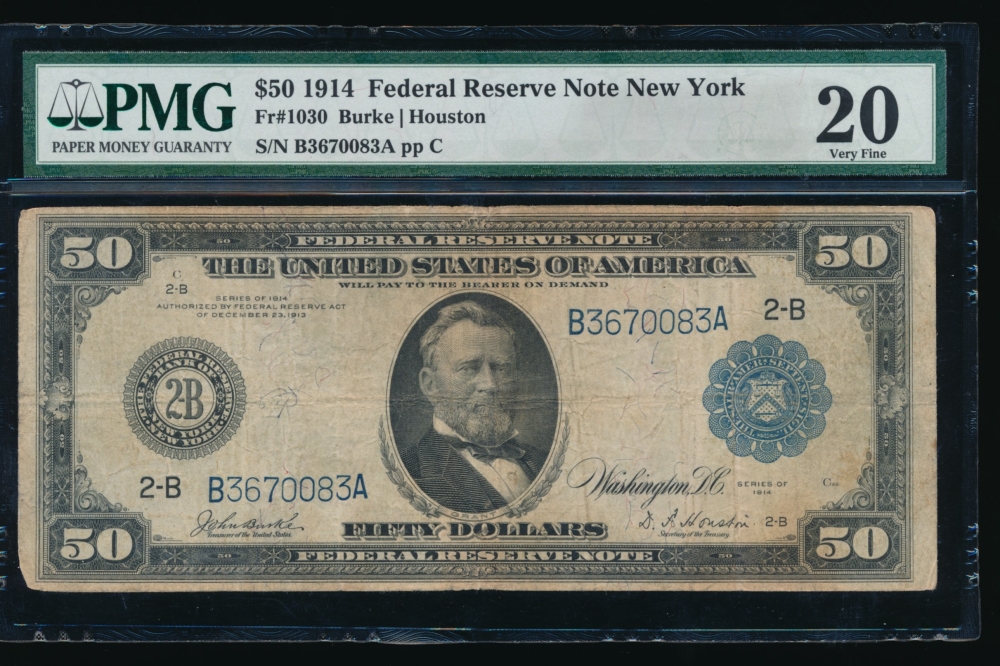 Fr. 1030 1914 $50  Federal Reserve Note New York PMG 20 B3670083A