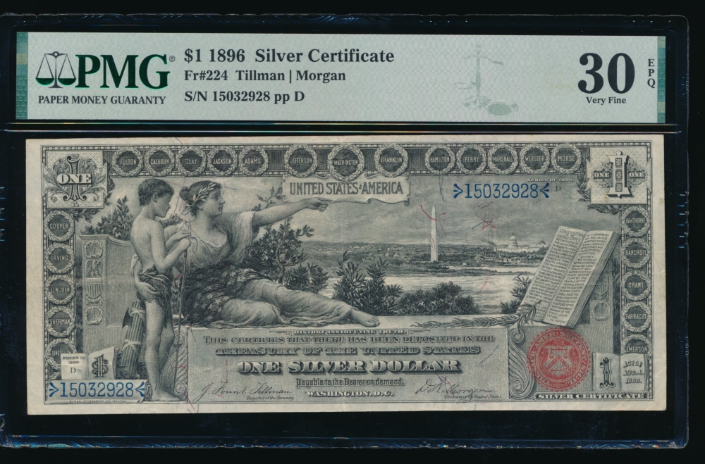 Fr. 224 1896 $1  Silver Certificate  PMG 30EPQ 15032928