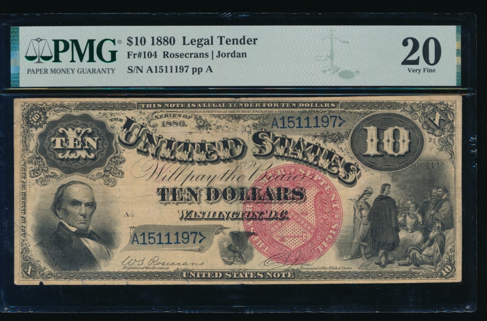 Fr. 104 1880 $10  Legal Tender  PMG 20 A1511197