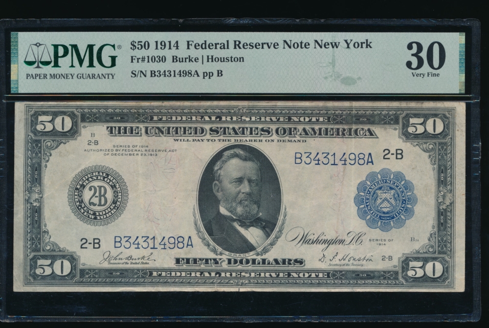 Fr. 1030 1914 $50  Federal Reserve Note New York PMG 30 B3431498A