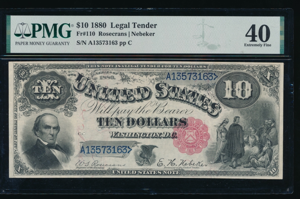 Fr. 110 1880 $10  Legal Tender  PMG 40 comment A13573163