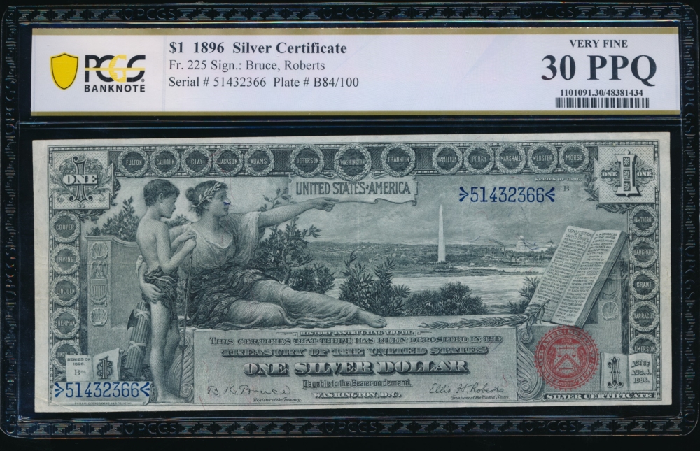 Fr. 225 1896 $1  Silver Certificate  PCGS 30PPQ 51432366