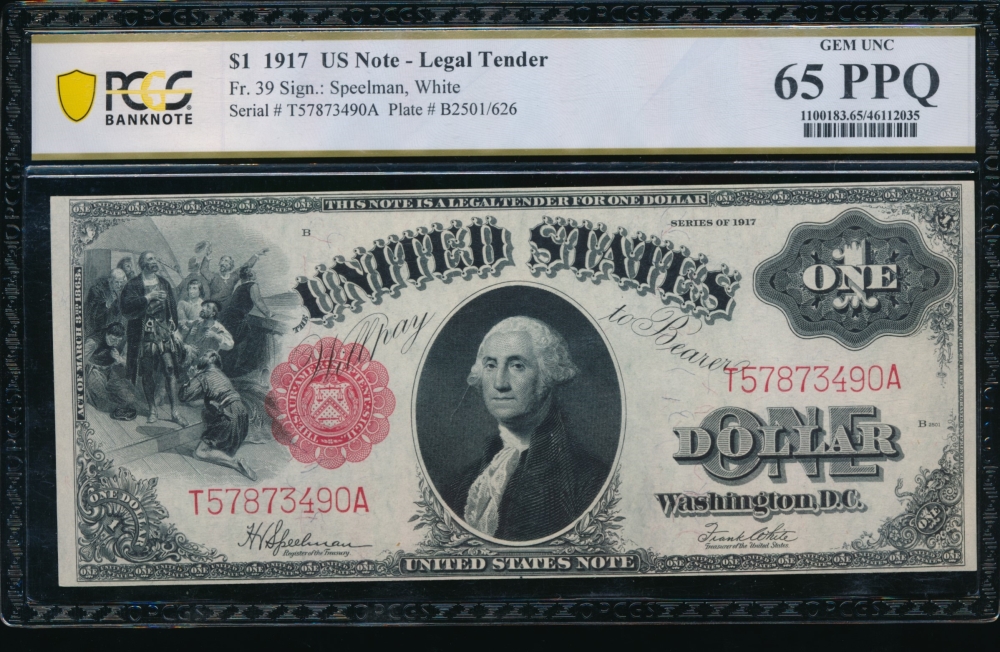 Fr. 39 1917 $1  Legal Tender  PCGS 65PPQ T57873490A