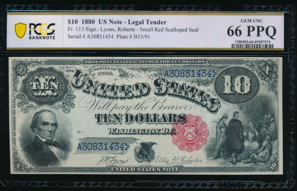 Fr. 113 1880 $10  Legal Tender  PCGS 66PPQ A30831434