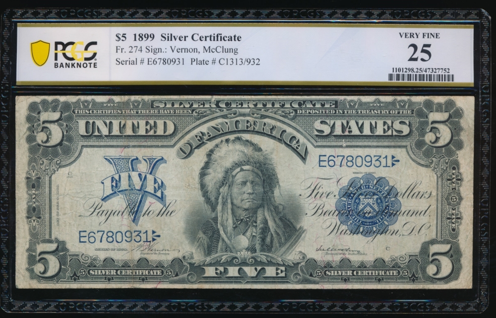 Fr. 274 1899 $5  Silver Certificate  PCGS 25 E6780931