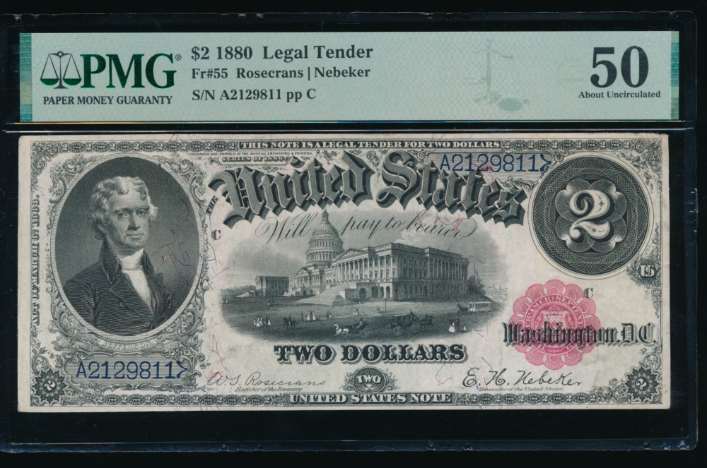 Fr. 55 1880 $2  Legal Tender  PMG 50 A2129811
