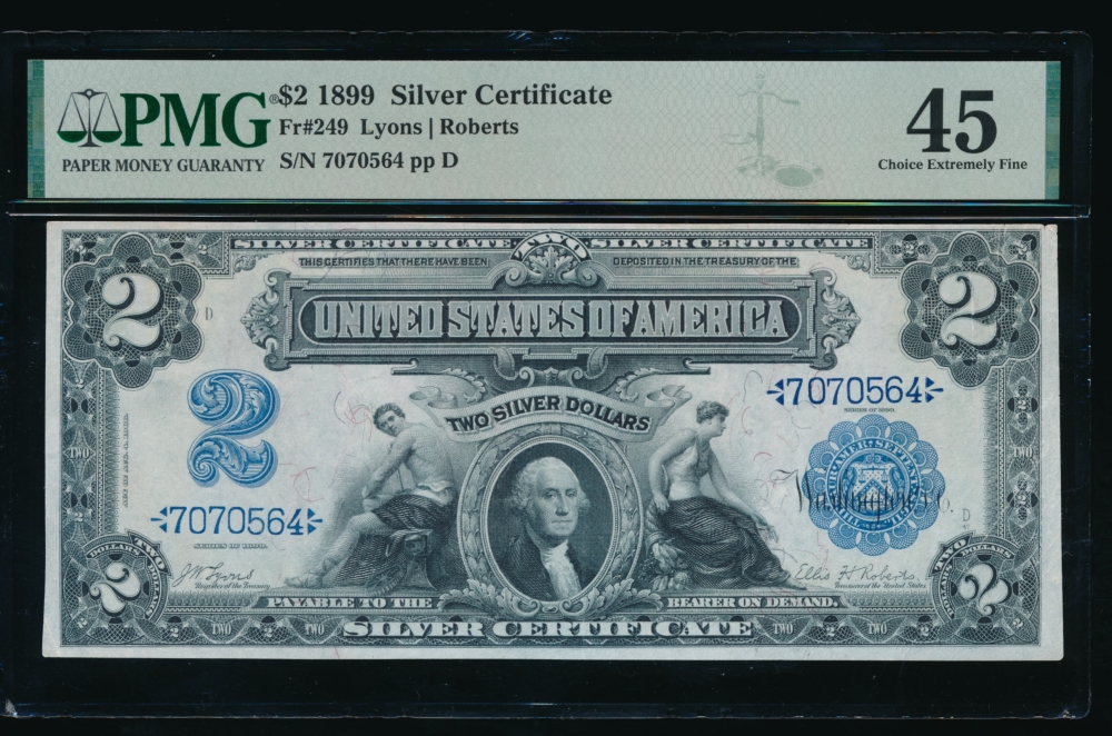 Fr. 249 1899 $2  Silver Certificate  PMG 45 7070564
