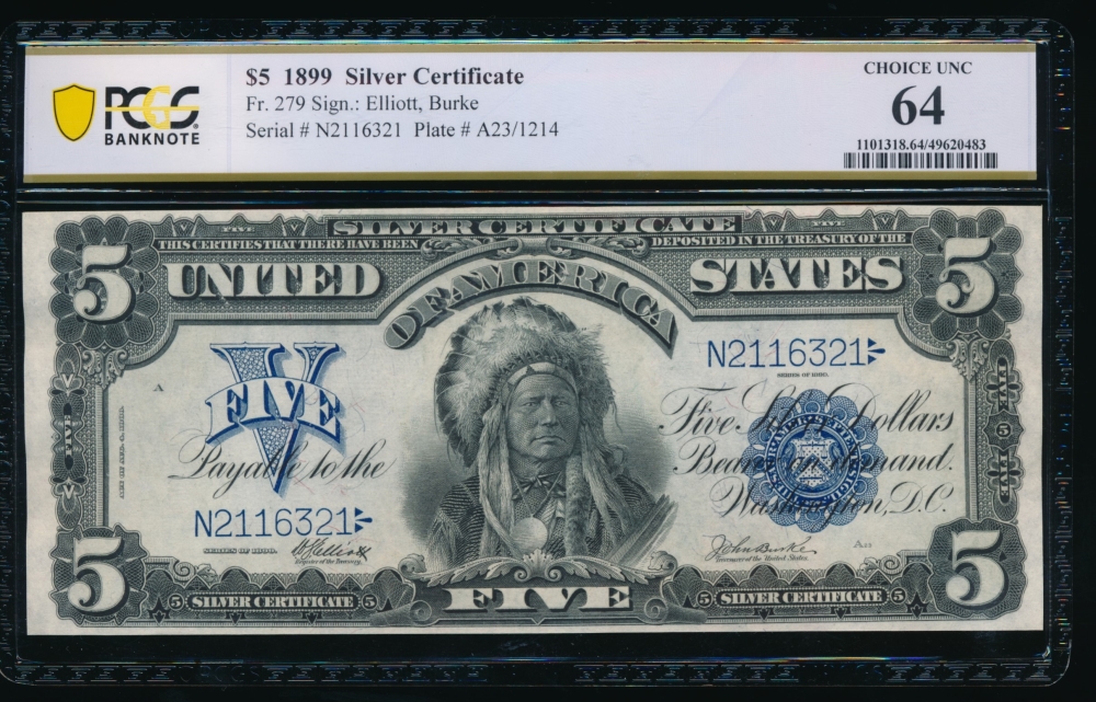 Fr. 279 1899 $5  Silver Certificate  PCGS 64 N2116321