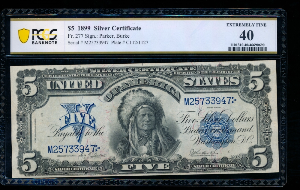 Fr. 277 1899 $5  Silver Certificate  PCGS 40 M23733947