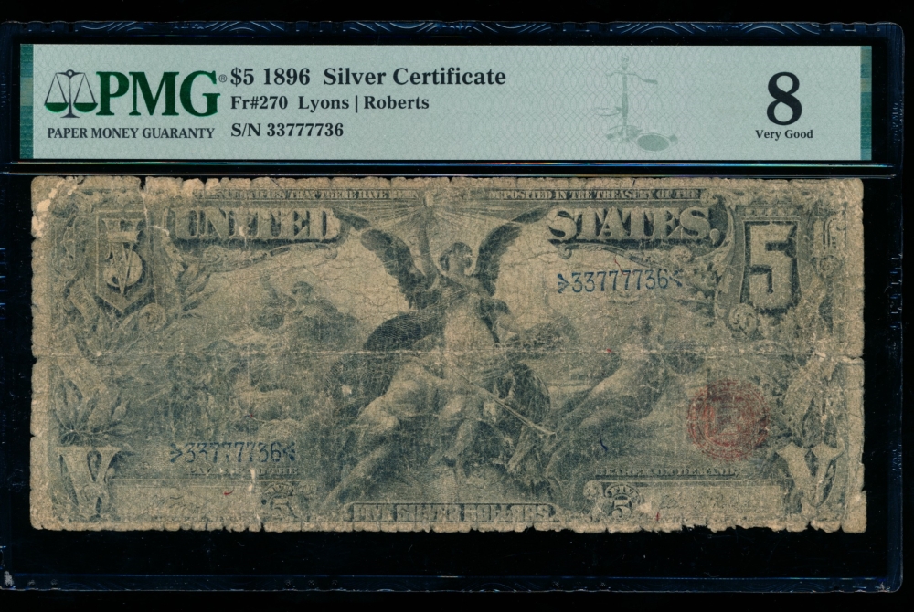 Fr. 270 1896 $5  Silver Certificate  PMG 8 33777736