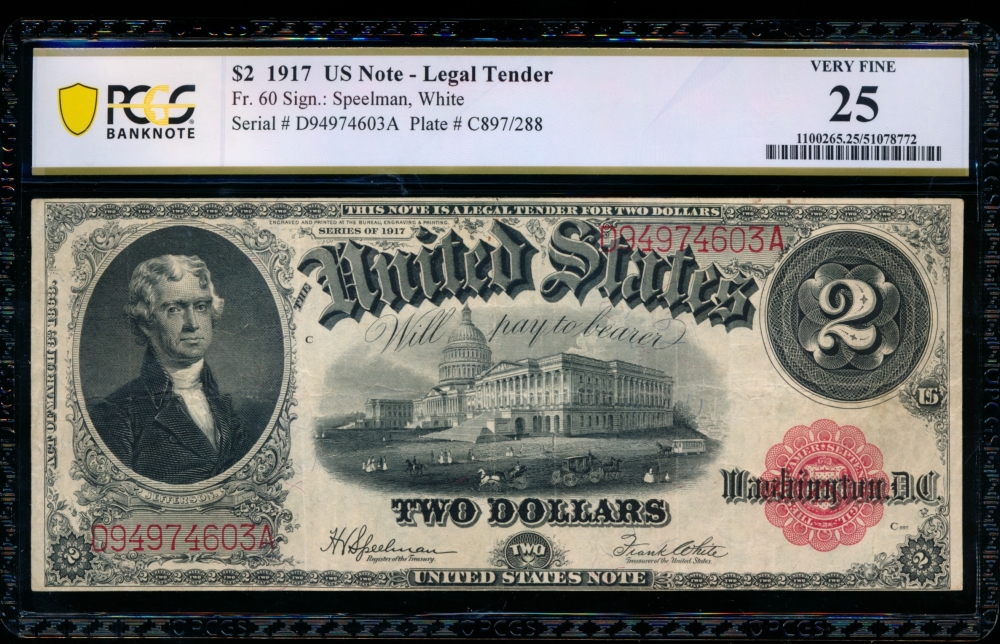 Fr. 60 1917 $2  Legal Tender  PCGS 25 D94974603A