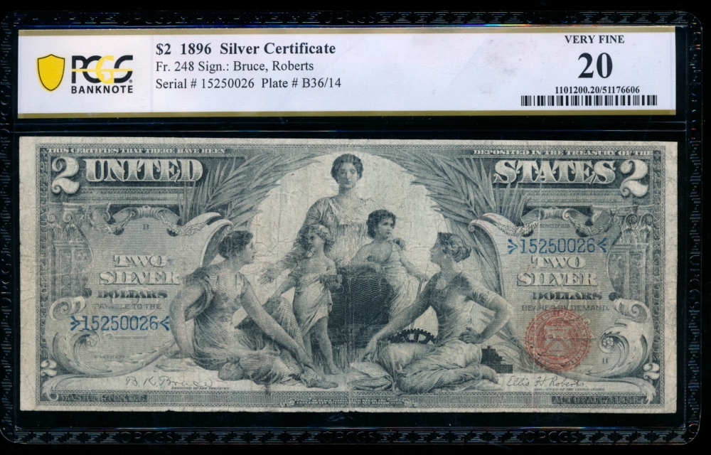 Fr. 248 1896 $2  Silver Certificate  PCGS 20 15250026
