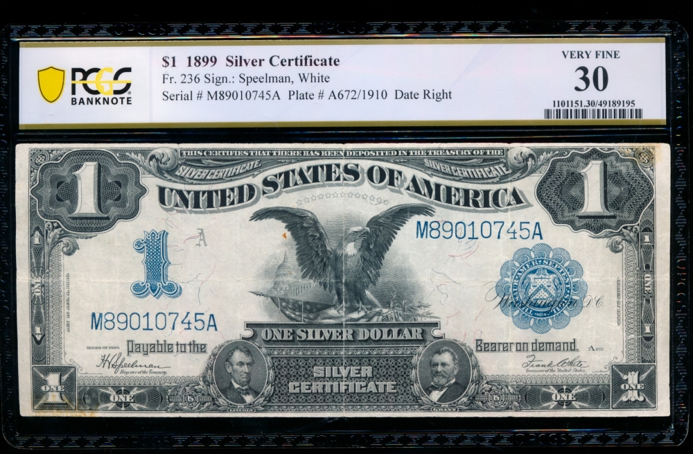 Fr. 236 1899 $1  Silver Certificate  PCGS 30 M89010745A
