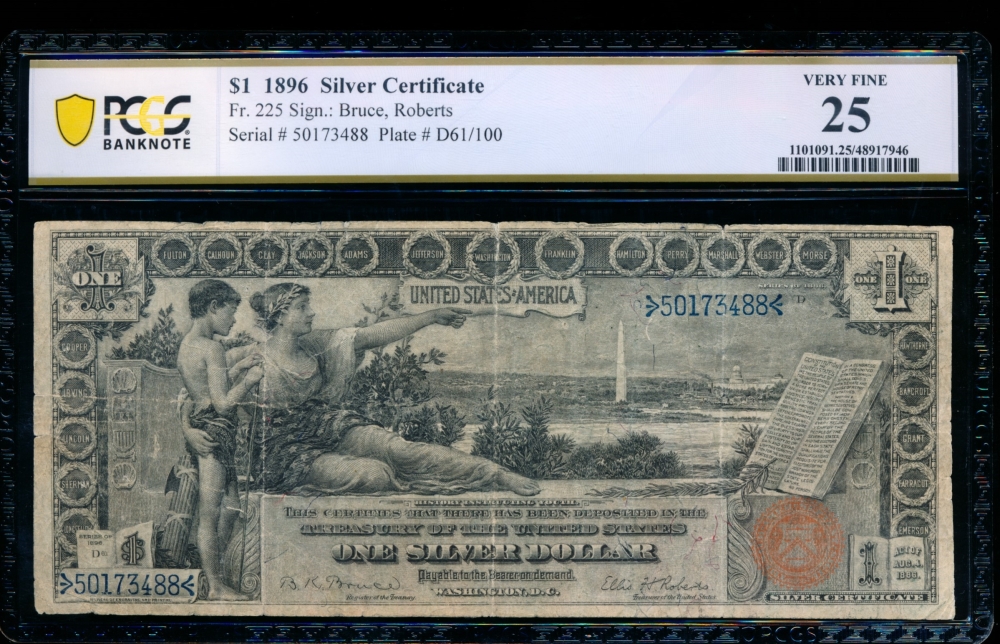 Fr. 225 1896 $1  Silver Certificate  PCGS 25 comment 50173488