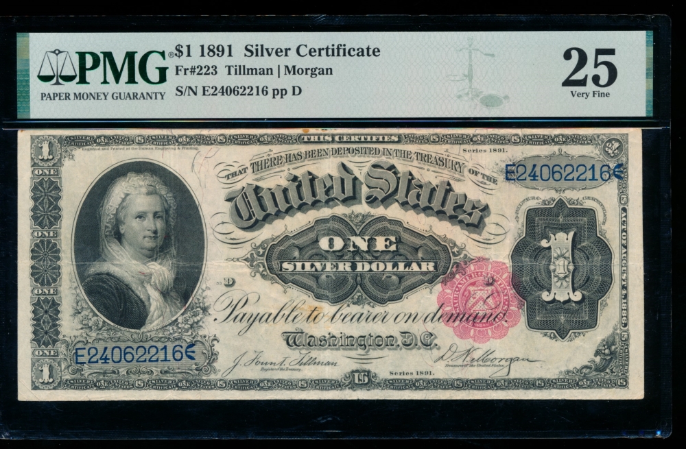 Fr. 223 1891 $1  Silver Certificate  PMG 25 E24062216