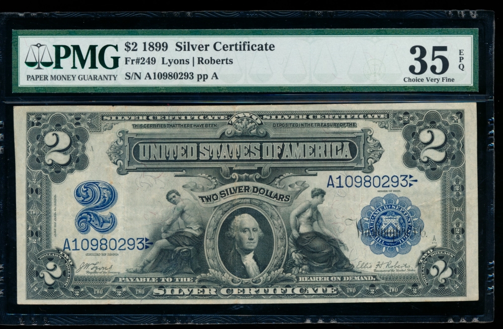 Fr. 249 1899 $2  Silver Certificate  PMG 35EPQ A10980293
