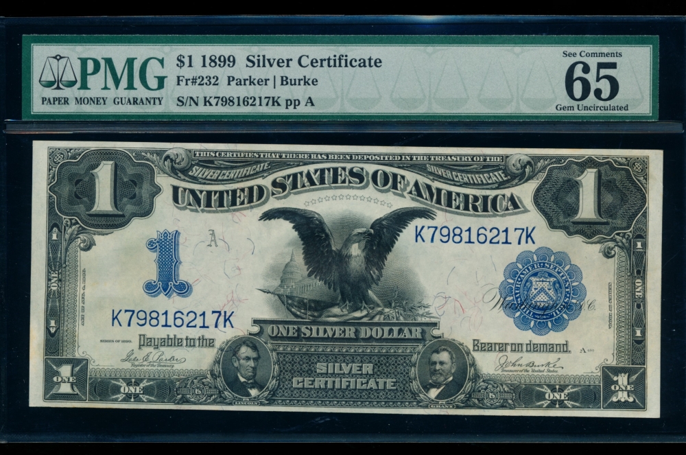 Fr. 232 1899 $1  Silver Certificate  PMG 65EPQ K79816217K