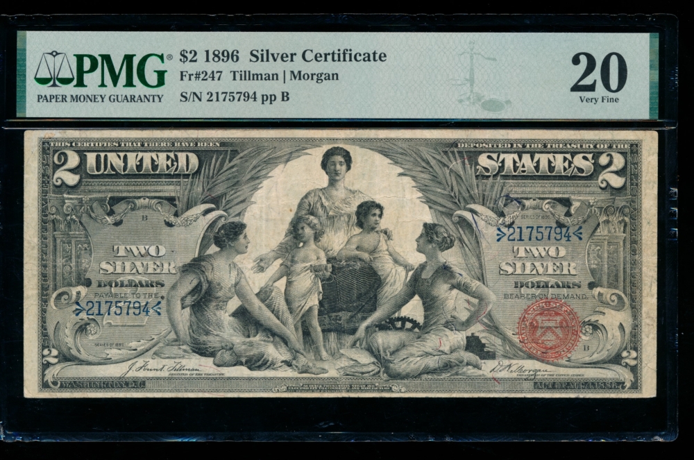 Fr. 247 1896 $2  Silver Certificate  PMG 20 2175794