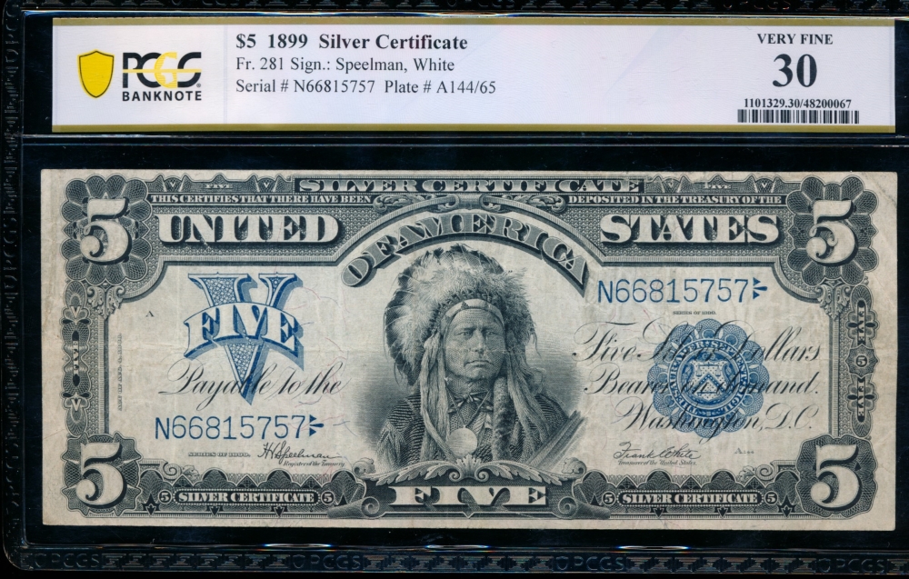 Fr. 281 1899 $5  Silver Certificate  PCGS 30 N66815757