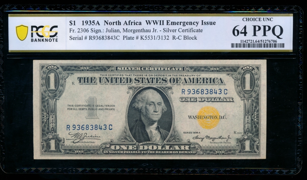 Fr. 2306 1935A $1  North Africa RC block PCGS 64PPQ R93683843C