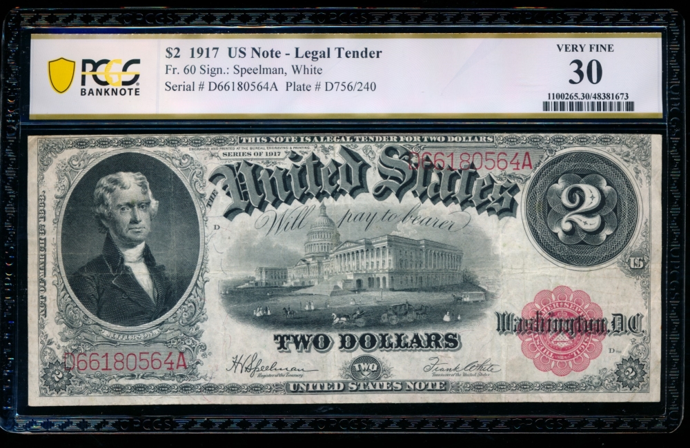 Fr. 60 1917 $2  Legal Tender  PCGS 30 D66180564A