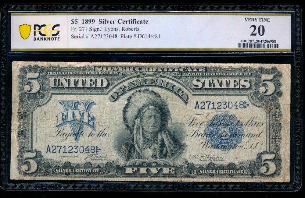 Fr. 271 1899 $5  Silver Certificate  PCGS 20 A27123048