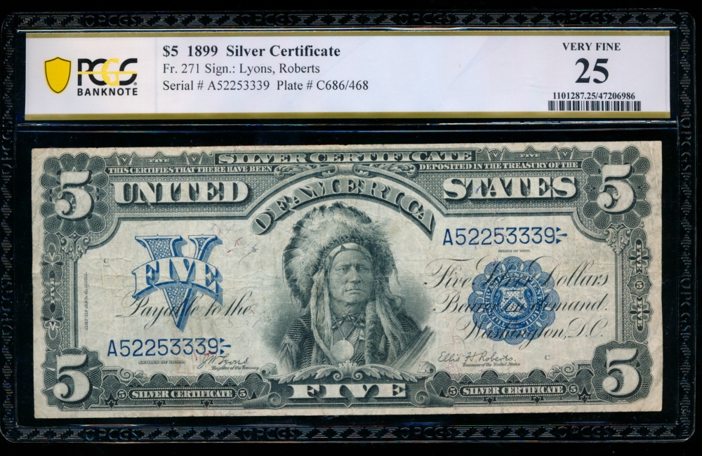 Fr. 271 1899 $5  Silver Certificate  PCGS 25 A52253339